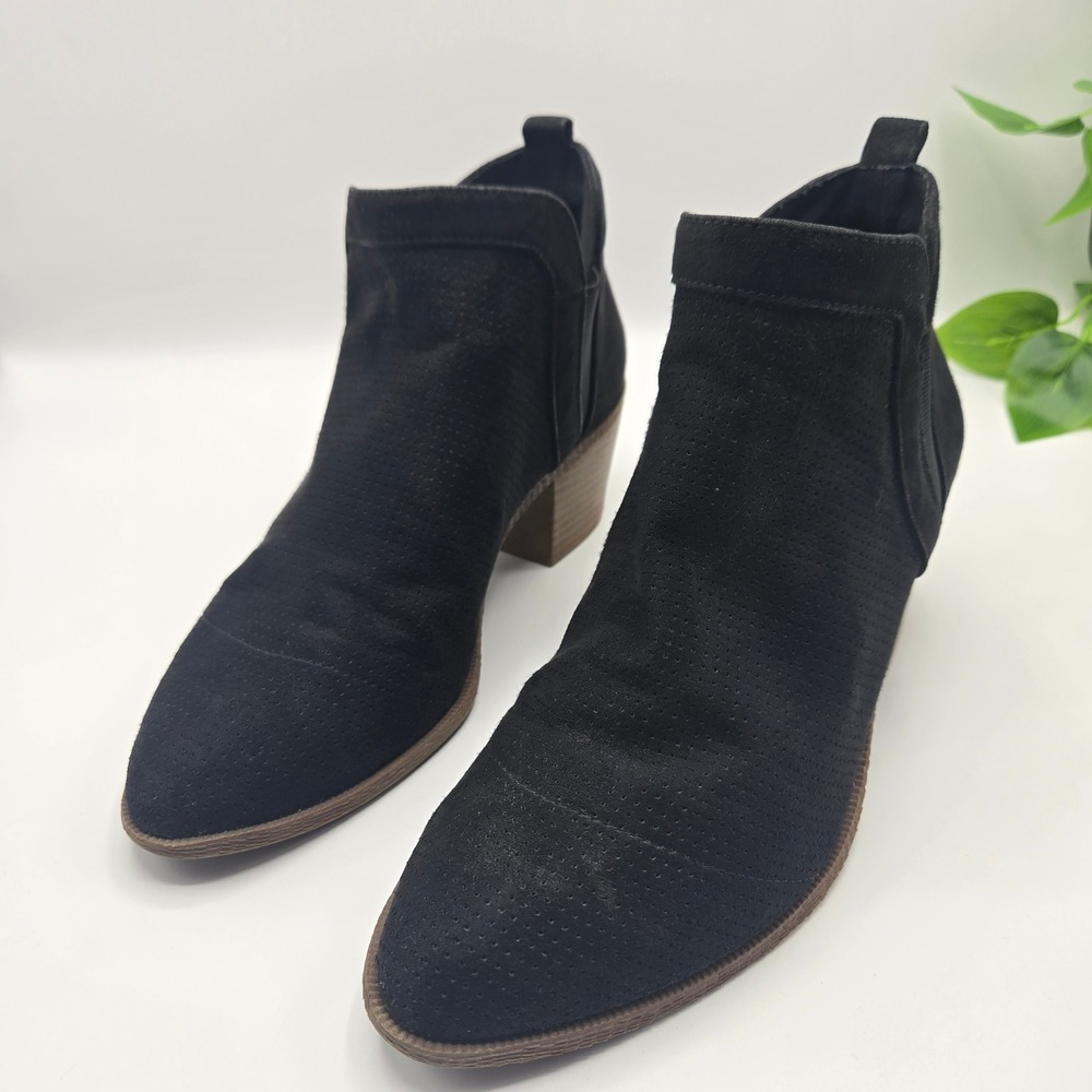 Style & Co Myrrrah Black Perforated Ankle Boots WMS 8.5M